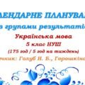 Календарне планування з ГР. Українська мова. 5 клас НУШ. Голуб Н. Б., Горошкіна О. М. (175 год / 5 год на тиждень). Модель оцінювання 1