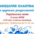 Календарне планування з ГР. Українська мова. 5 клас НУШ. Заболотний О. В. та ін. (175 год / 5 год на тиждень). Модель оцінювання 1