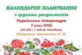 Календарне планування з ГР. Українська література. 7 клас НУШ. Авраменко О. М. (35 год / 1 год на тиждень). Модель оцінювання 1