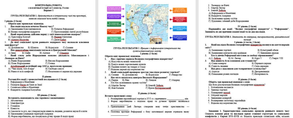 Головне зображення розробки: ПКР з всесвітньої історії 8 клас НУШ за І семестр. Підходить до авторів Щупак І., Пометун О, Ладиченко Т.
