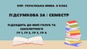 Комплексна підсумкова робота. Українська мова. 8 клас. За І семестр. ГР 1, ГР 2, ГР 3, ГР 4. Підходить до МНП Голуб та Заболотного. ПЕРЕВІРЕНО!!!