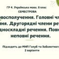 ГР 4. Підсумкова робота. Українська мова. 8 клас. За І семестр. Підходить до МНП Голуб та Заболотного. ПЕРЕВІРЕНО!!! 2 варіанти