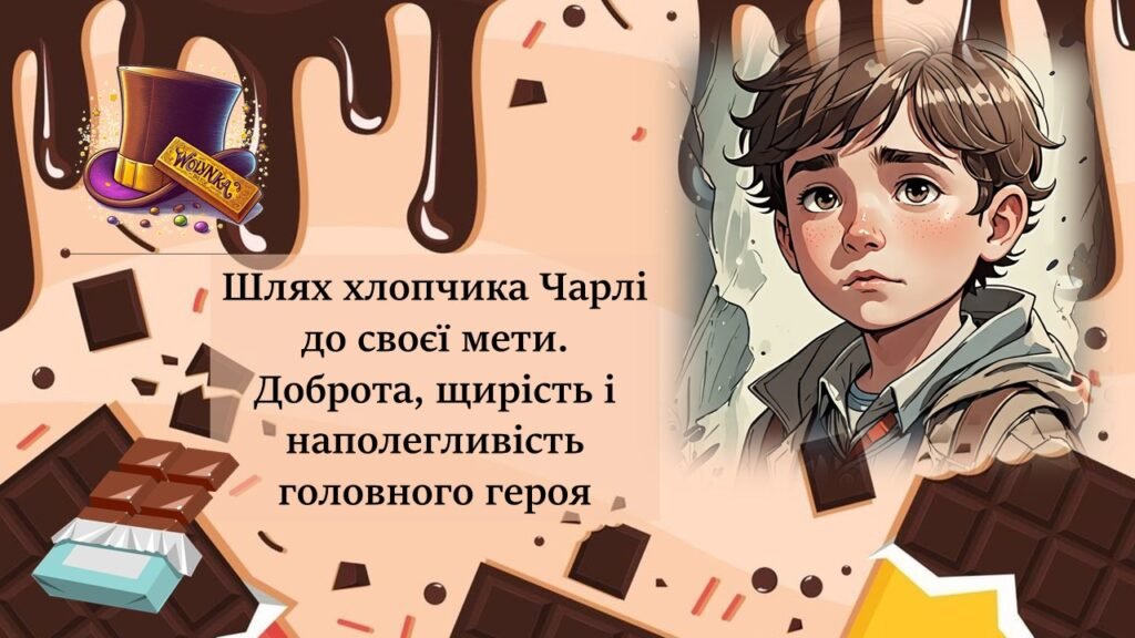 Головне зображення розробки: Шлях хлопчика Чарлі до своєї мети. Доброта, щирість і наполегливість головного героя