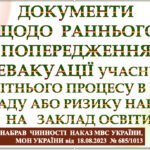 ПОРЯДОК РАННЬОГО ПОПЕРЕДЖЕННЯ ТА ЕВАКУАЦІЇ УЧАСНИКІВ ОСВІТНЬОГО ПРОЦЕСУ В РАЗІ НАПАДУ АБО РИЗИКУ НАПАДУ ЗГІДНО з «Порядок…”