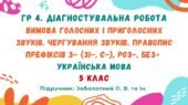 ГР 4. ДР №5. Вимова голосних і приголосних звуків. Чергування звуків. Правопис префіксів з- (зі-, с-), роз-, без- (Заболотний О. В.)