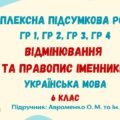 Комплексна підсумкова робота №5. Відмінювання та правопис іменників. 6 клас (підручник: Авраменко О. М. та ін.)