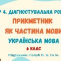 ГР 4. Діагностувальна робота №5. Прикметник як частина мови. Українська мова. 6 клас НУШ (підручник: Голуб Н. Б. та ін.)