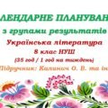 Календарне планування з ГР. Українська література. 8 клас НУШ. Калинич О. В. та ін. (35 год / 1 год на тиждень). Модель оцінювання 1