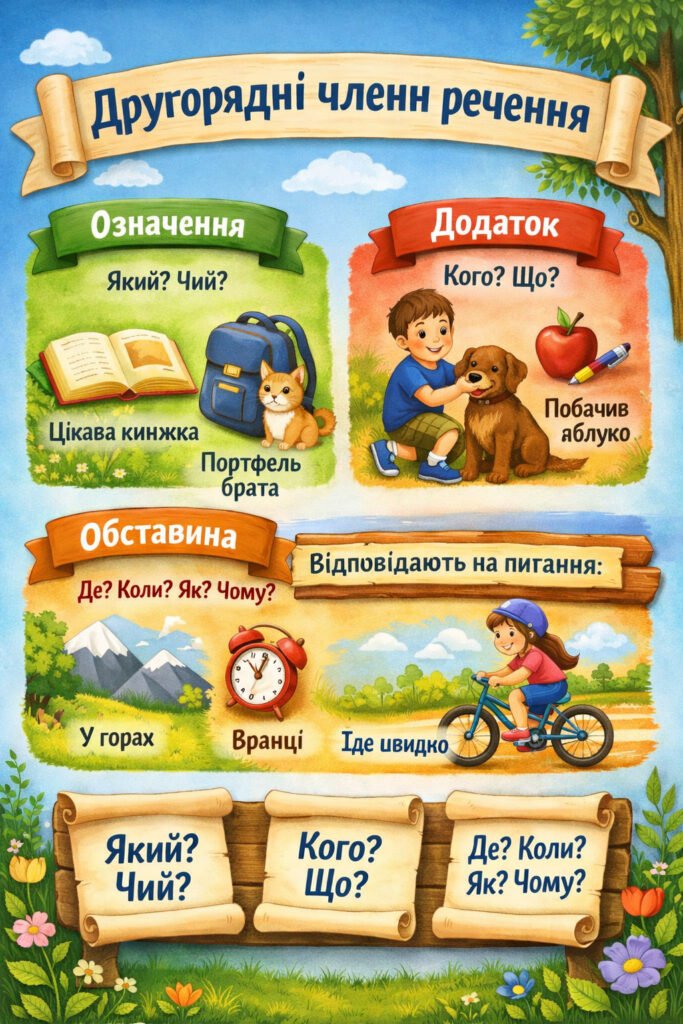 Головне зображення розробки: Казка про другорядні члени речення