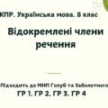 КПР. Українська мова. 8 клас. “Відокремлені члени речення” ГР 1, ГР 2, ГР 3, ГР 4 (підходить до МНП Голуб та Заболотного ПЕРЕВІРЕНО!!!!!))
