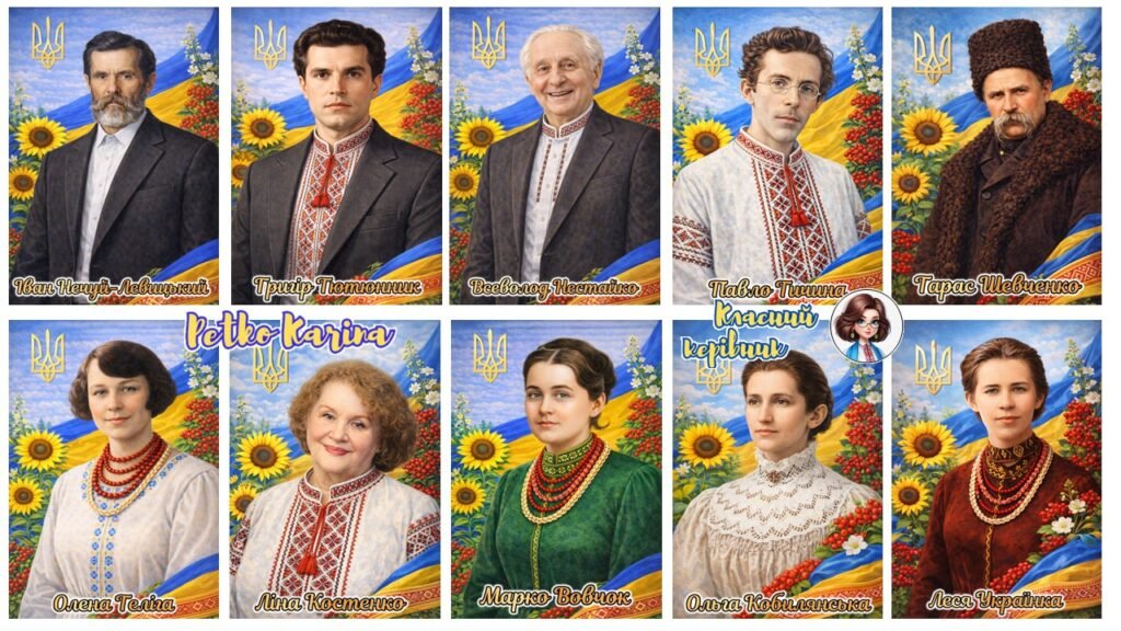 Головне зображення розробки: Сучасні портрети українських письменників 30 шт