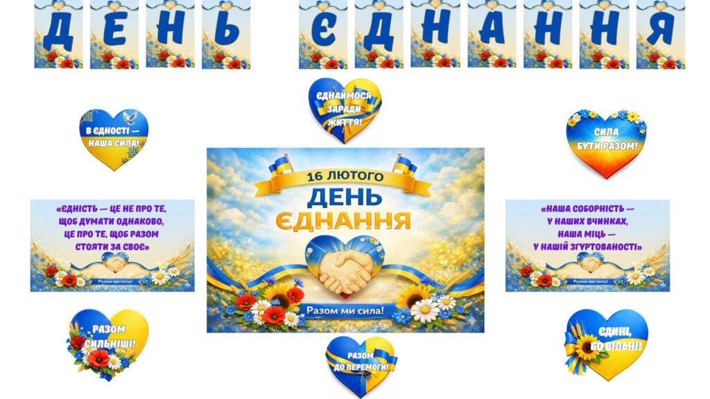 Головне зображення розробки: Оформлення дошки до ДНЯ ЄДНАННЯ