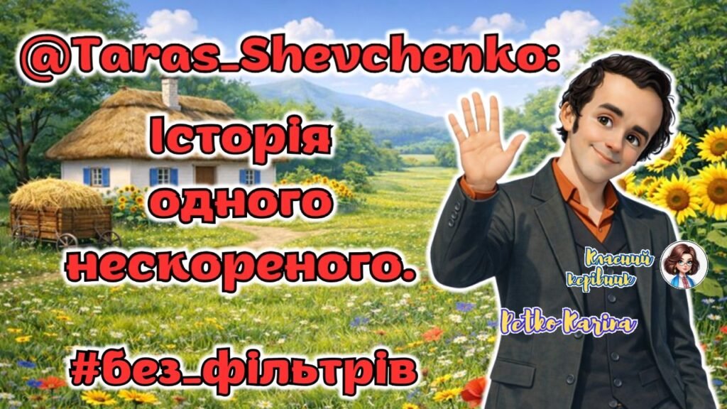 Головне зображення розробки: Нова крутезна презентація з сучасною графікою від імені Шевченка. “Тарас Шевченко: історія одного нескореного. Без фільтрів”