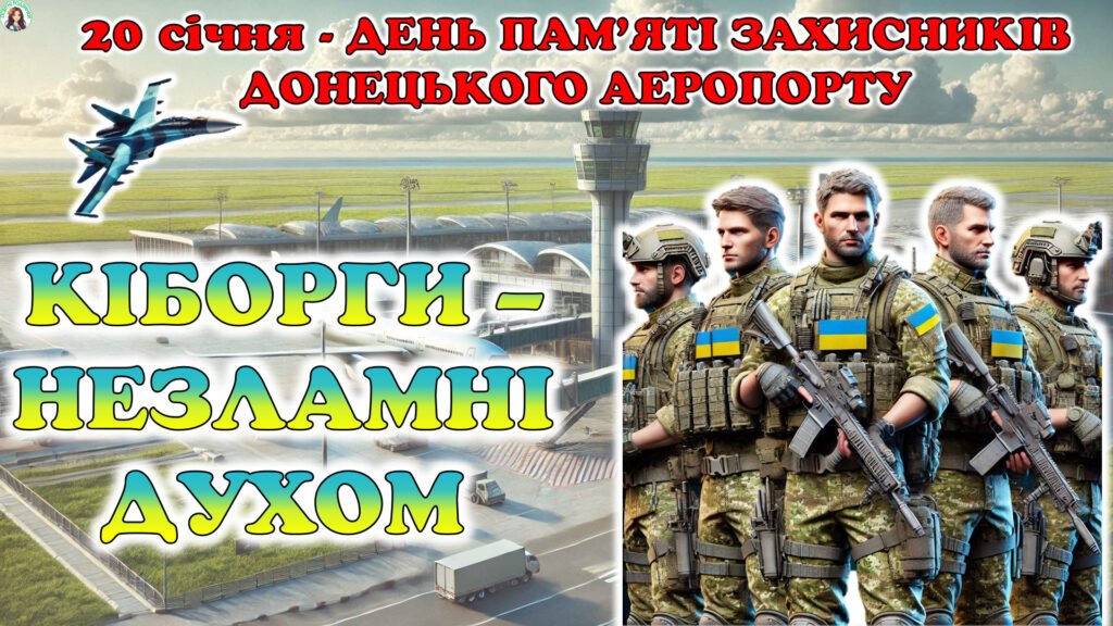 Головне зображення розробки: 20 січня – День пам’яті захисників Донецького аеропорту. Презентація + розтяжка + постер.