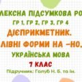 Комплексна підсумкова робота №4. Дієприкметник. Безособові форми на -но, -то. Українська мова. 7 клас НУШ (підручник: Голуб Н. Б. та ін.)