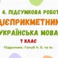 ГР 4. Підсумкова робота №2. Дієприкметник. 7 клас НУШ (підручник: Голуб Н. Б. та ін.)