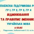 Комплексна підсумкова робота №5. Відмінювання та правопис іменників. 6 клас (підручник: Заболотний О. В. та ін.)