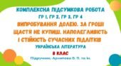 Комплексна підсумкова робота №3. Випробування долею. За гроші щастя не купиш. Наполегливість і стійкість сучасних підлітків. 8 клас (Архипова В. П.)