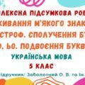 Комплексна підсумкова робота №6. Уживання м’якого знака. Апостроф. Сполучення букв йо, ьо. Подвоєння букв. 5 клас НУШ (підручник: Заболотний О. В.)