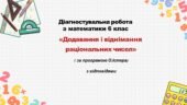 Діагностувальна робота за групами результатів з математики 6 клас «Додавання і віднімання раціональних чисел»