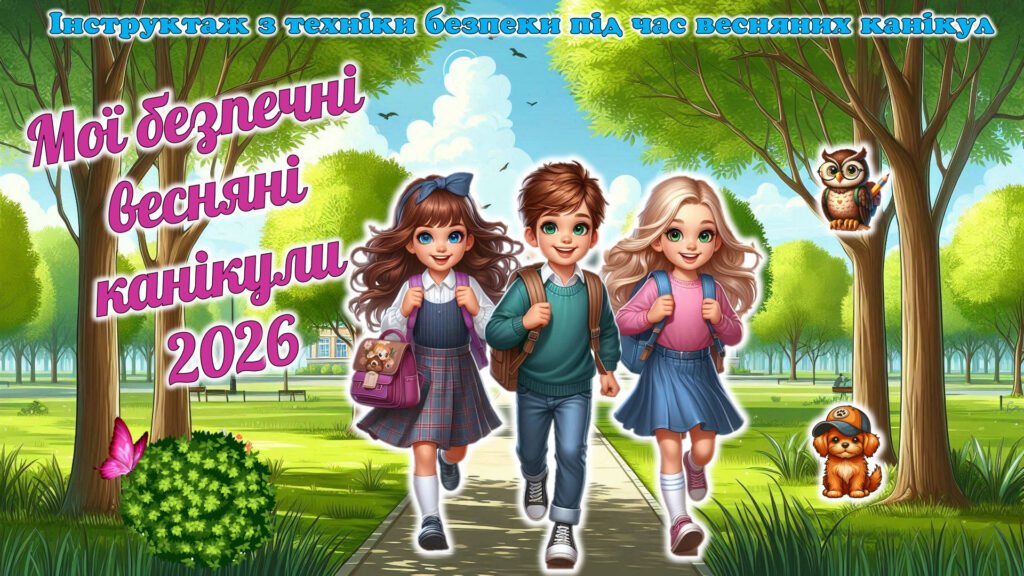 Головне зображення розробки: Інструктаж з техніки безпеки під час весняних канікул 2026. Мої безпечні весняні канікули 2026. Сучасна, анімована презентація.