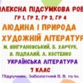 Комплексна підсумкова робота №5. Людина і природа в художній літературі. Українська література. 7 клас НУШ (підручник: Заболотний В. В. та ін.).