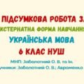 ГР 4. Підсумкова робота за рік (екстернатна форма навчання). Українська мова. 6 клас НУШ (МНП: Заболотний О. В. та ін.)