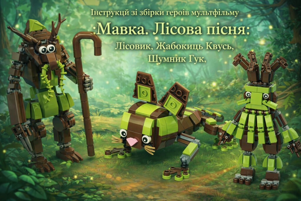 Головне зображення розробки: Інструкції збірки героїв мультфільма “Мавка.Лісова пісня” Лісовик, Жабокиць Квусь, Шумник Гук