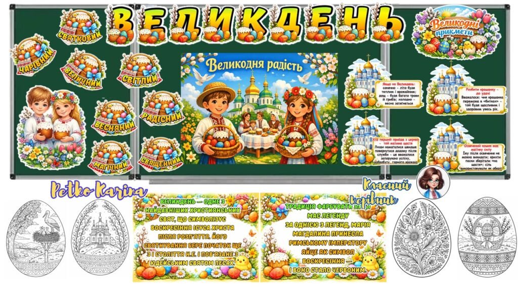 Головне зображення розробки: Оформлення дошки “Великдень”