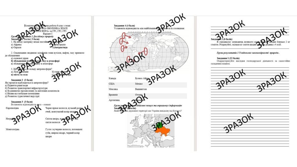 Головне зображення розробки: Комплексна підсумкова робота 6 клас Запотоцький з теми: «Антропосфера» за ГР