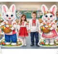 🐰 Великодня фотозона для школи або садочка 🐣 Ростова фігура: пасхальні зайці (хлопчик і дівчинка)