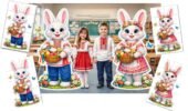 🐰 Великодня фотозона для школи або садочка 🐣 Ростова фігура: пасхальні зайці (хлопчик і дівчинка)