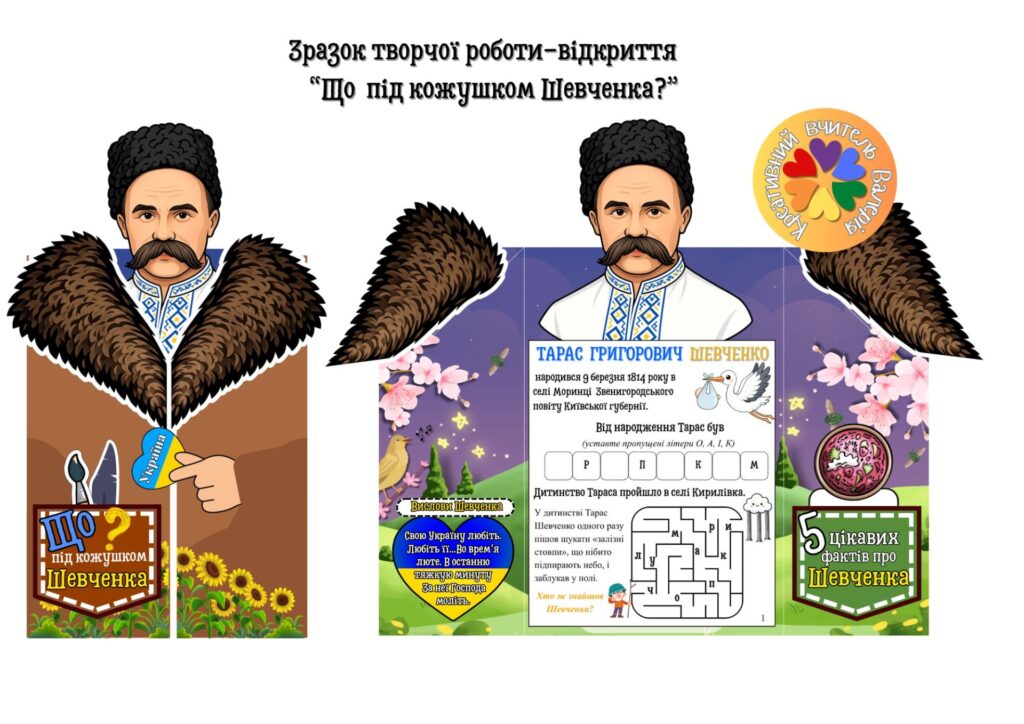Головне зображення розробки: Тарасу Шевченку 212. Творча робота до Дня народження Тараса Шевченка «Що під кожушком Шевченка?».