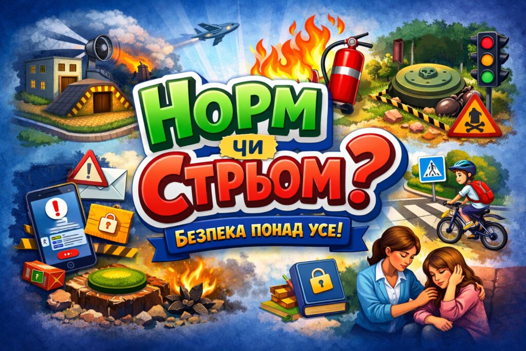 Головне зображення розробки: Гра НОРМ чи СТРЬОМ «Безпека понад усе: цивільний захист як основа виживання»