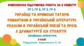 Комплексна підсумкова робота за ІІ семестр. Українська література. 8 клас НУШ (підручник: Авраменко О. М.)