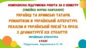 Комплексна підсумкова робота за ІІ семестр (сімейна форма навчання). Українська література. 8 клас НУШ (підручник: Авраменко О. М.)