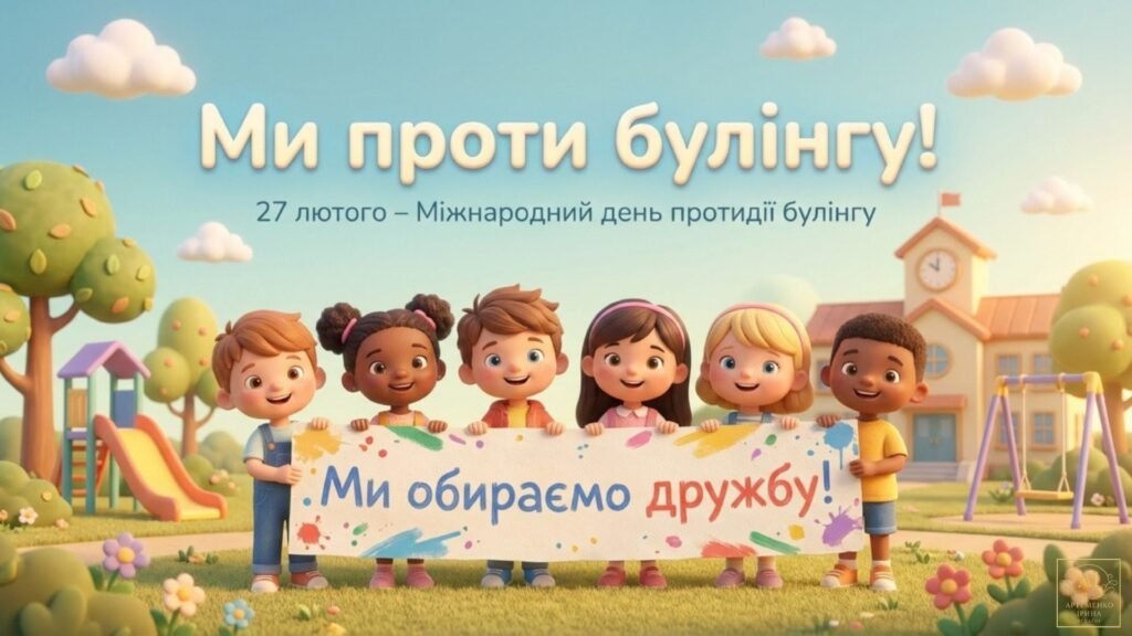 Головне зображення розробки: Презентація “Ми проти булінгу. Ми обираємо дружбу” до Дня міжнародного протидії булінгу (27 лютого) для 1-4 кл 15 слайдів