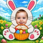 Фото розробки: Святкова великодня фоторамка для дитячих фотосесій (Плакат А1 та шаблон для друку на А4 з 9 частин)