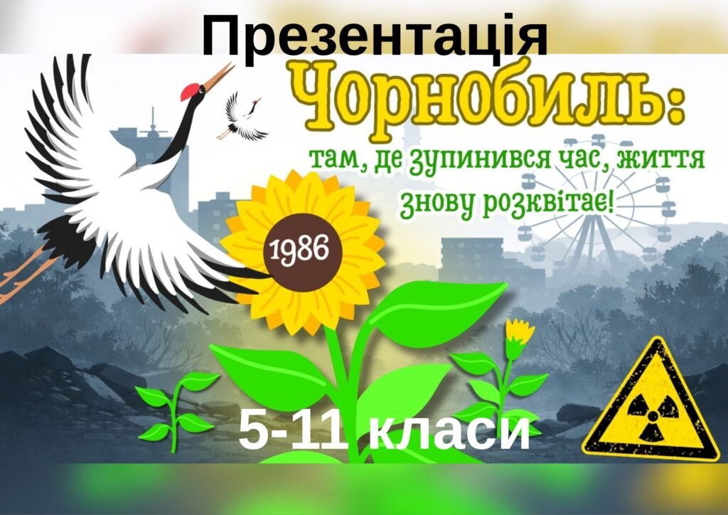 Головне зображення розробки: Презентація до Міжнародного дня пам’яті про Чорнобильську катастрофу. 40 років від аварії на Чорнобильській АЕС.