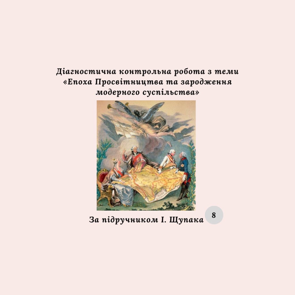 Головне зображення розробки: Діагностична контрольна робота з теми «Епоха Просвітництва та зародження модерного суспільства» (за підручником І. Щупака)