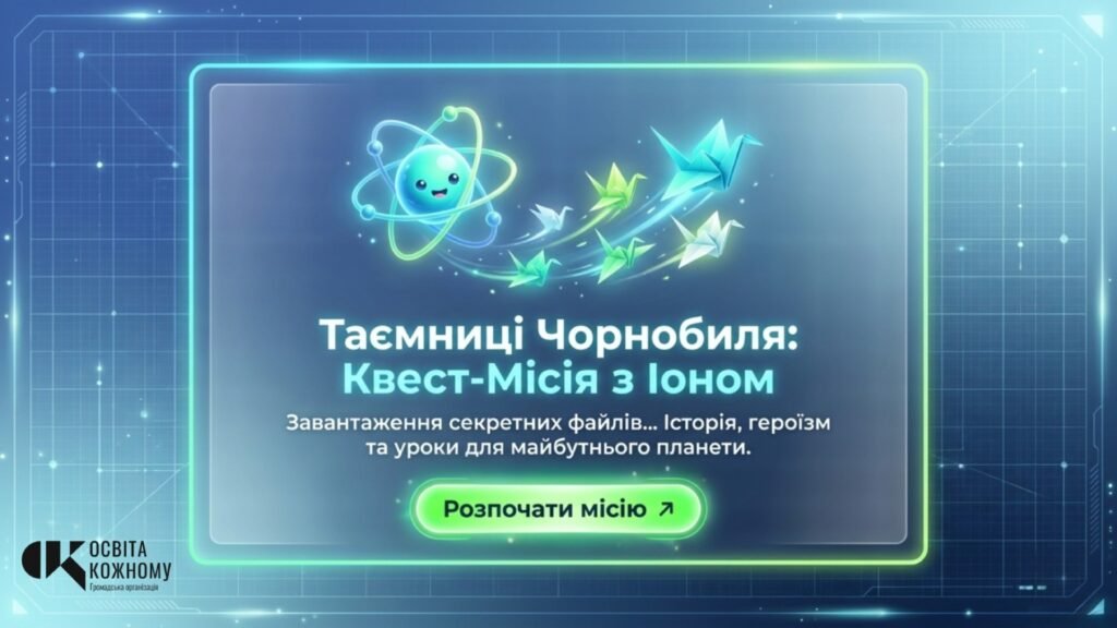 Головне зображення розробки: Таємниці Чорнобиля: Квест-місія з Іоном (Інтерактивна цифрова лабораторія + Інфографіка + Сертифікат еко-дослідника)