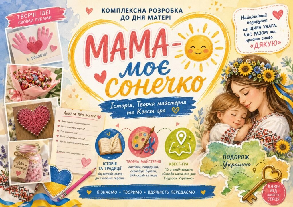 Головне зображення розробки: Комплексна розробка до Дня матері: «Мама – моє сонечко» (Історія, Творча майстерня та Квест-гра)
