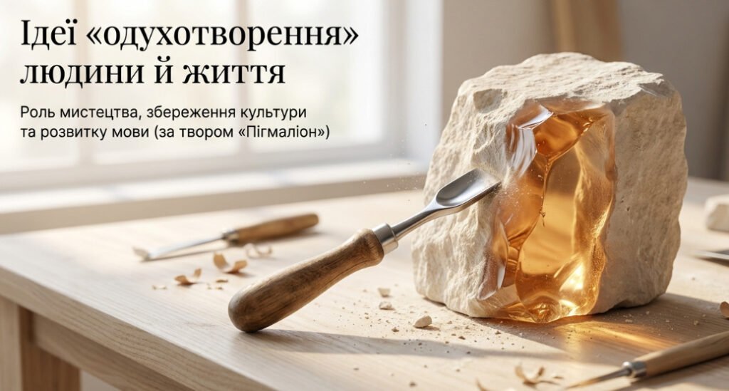 Головне зображення розробки: Ідея духовного розвитку людини через мистецтво та мову у творі «Пігмаліон» Бернарда Шоу | Презентація до уроку (9 клас, НУШ)