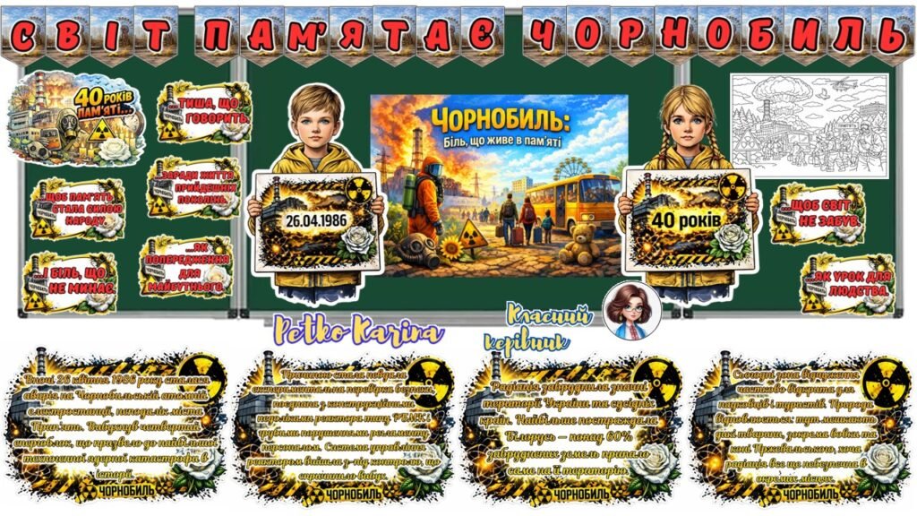 Головне зображення розробки: Оформлення дошки 26 квітня – 30-та річниця пам’яті Чорнобильської трагедії