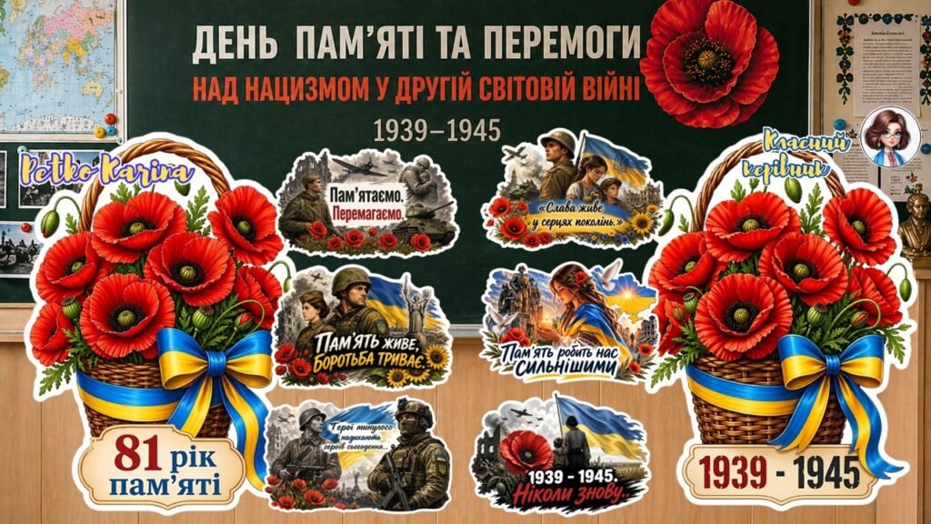 Головне зображення розробки: МЕГА ОФОРМЛЕННЯ День пам’яті та перемоги над нацизмом у Другій світовій війні 1939–1945 років