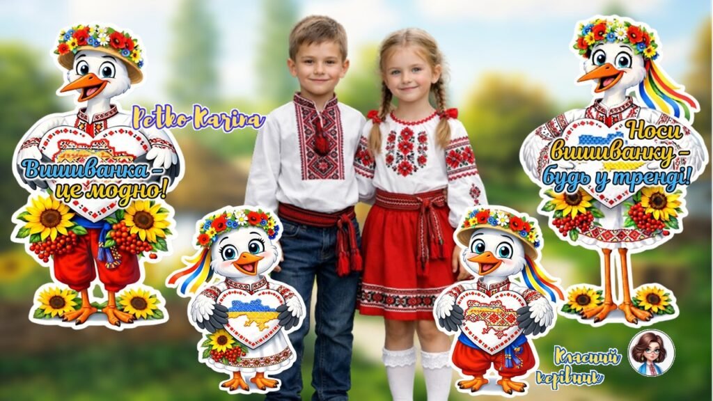 Головне зображення розробки: WOW-НОВИНКА до Дня вишиванки! Ростові фігури “Лелечина вишивана родина” на 9, 16, 25 аркушів А4