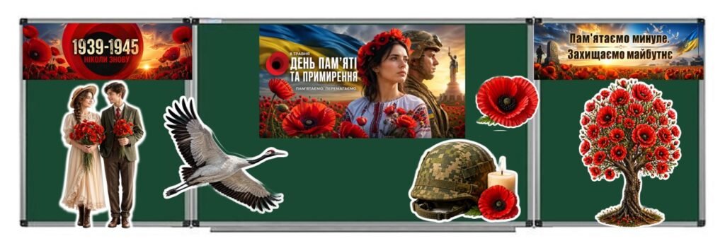 Головне зображення розробки: 🌺 8 травня — День пам’яті та примирення 🕊. ОФОРМЛЕННЯ