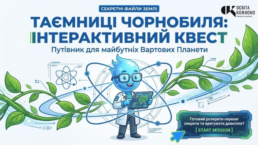 Головне зображення розробки: ТАЄМНИЦІ ЧОРНОБИЛЯ: Інтерактивний квест-путівник для Вартових Планети + Інтерактивний плакат та Сертифікат дослідника