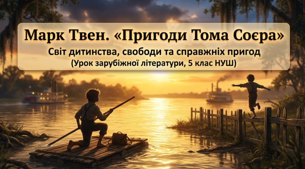 Головне зображення розробки: Інтерактивна презентація до уроку за твором Марка Твена «Пригоди Тома Соєра»: світ дитинства та сучасний підхід НУШ (5 клас НУШ)