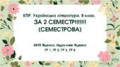 КПР за 2 семестр. 8 клас. Українська література. МНП Яценко; підручник Яценко; ГР 1, ГР 2, ГР 3, ГР 4